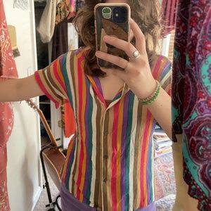 Vintage Striped Silk Blouse